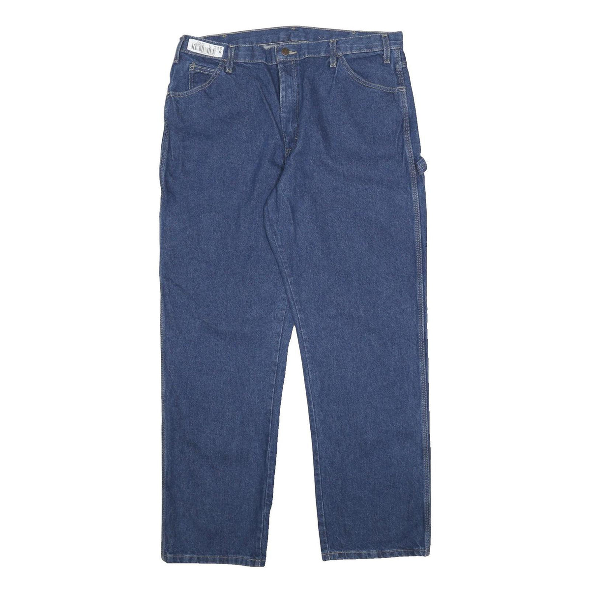 DICKIES Mens Blue Denim Relaxed Straight Fit Cotton Medium Wash W38 L32 Workwear