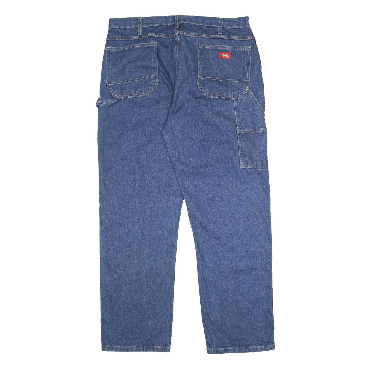DICKIES Mens Blue Denim Relaxed Straight Fit Cotton Medium Wash W38 L32 Workwear