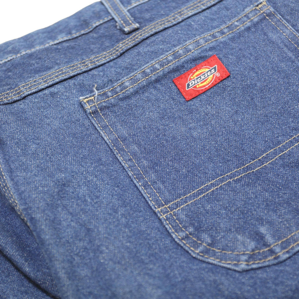 DICKIES Mens Blue Denim Relaxed Straight Fit Cotton Medium Wash W38 L32 Workwear