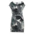 PHASE EIGHT Womens Grey Black White Leaf Print Sheath Dress Viscose Blend UK 10
