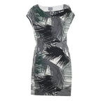 PHASE EIGHT Womens Grey Black White Leaf Print Sheath Dress Viscose Blend UK 10
