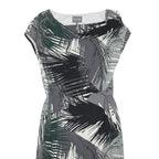 PHASE EIGHT Womens Grey Black White Leaf Print Sheath Dress Viscose Blend UK 10