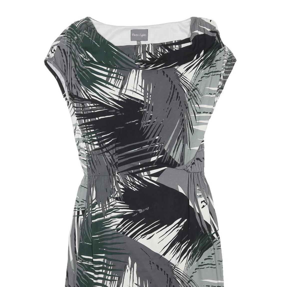 PHASE EIGHT Womens Grey Black White Leaf Print Sheath Dress Viscose Blend UK 10