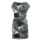 PHASE EIGHT Womens Grey Black White Leaf Print Sheath Dress Viscose Blend UK 10