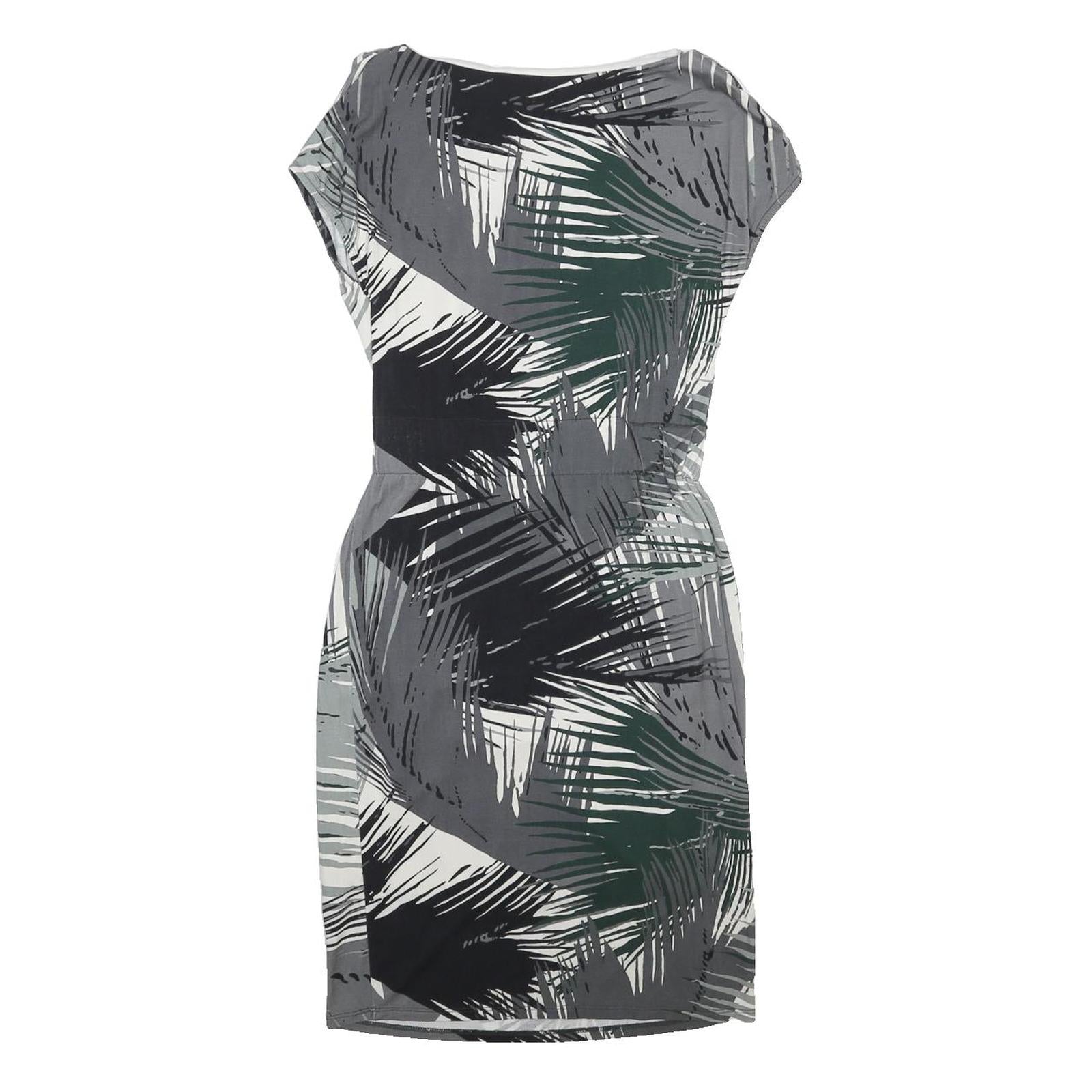 PHASE EIGHT Womens Grey Black White Leaf Print Sheath Dress Viscose Blend UK 10