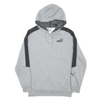 PUMA Mens Grey & Black Hoodie S Cotton Blend Pullover Sportswear Casual