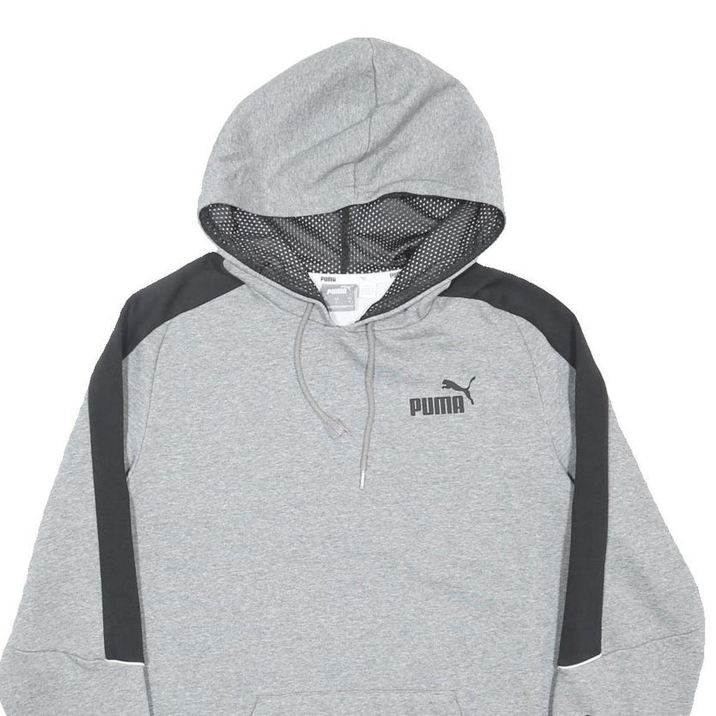 PUMA Mens Grey & Black Hoodie S Cotton Blend Pullover Sportswear Casual