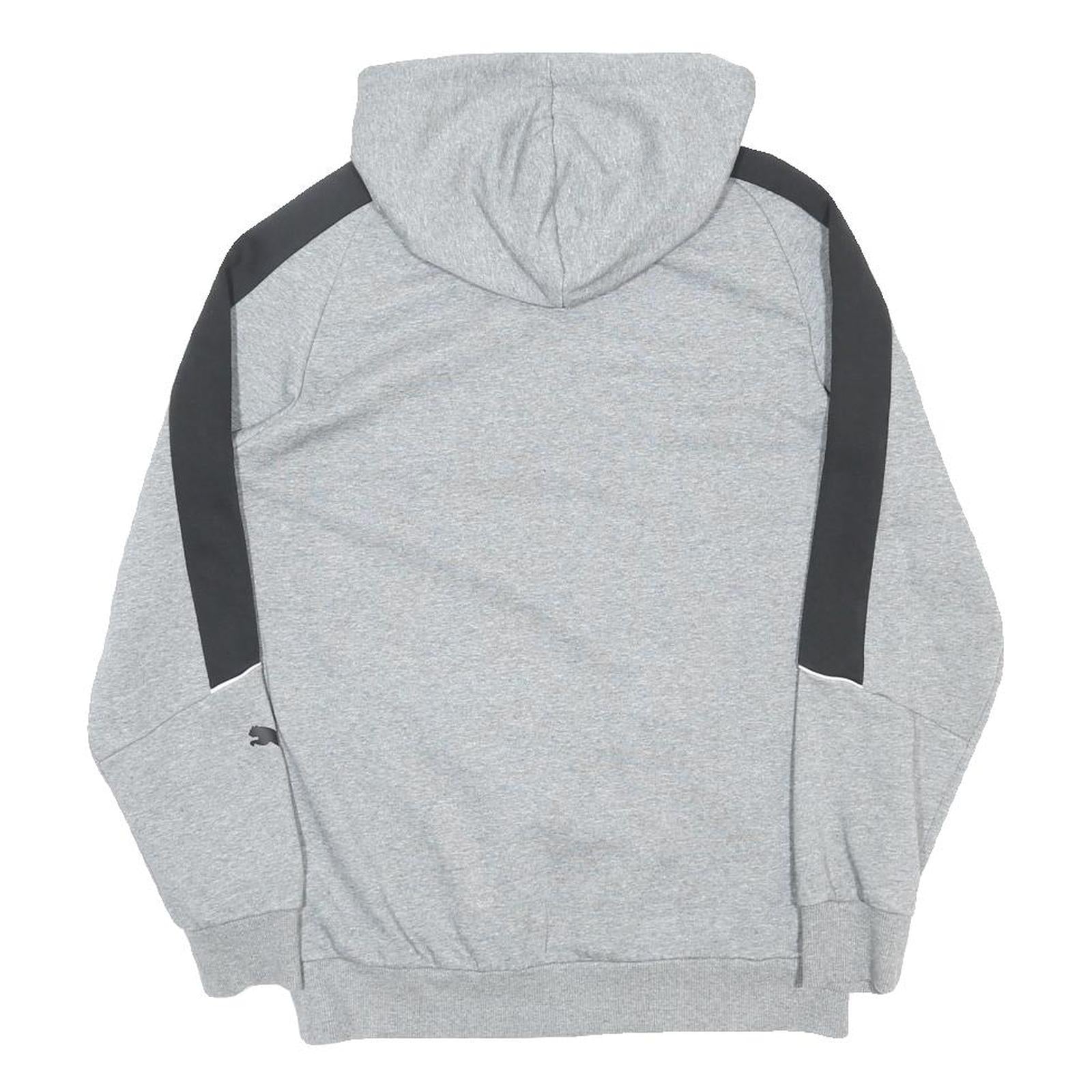 PUMA Mens Grey & Black Hoodie S Cotton Blend Pullover Sportswear Casual