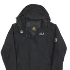 JACK WOLFSKIN Womens Black Outdoor Jacket UK 16 Polyester Blend Zip Hooded