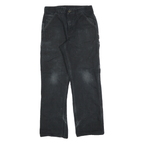 CARHARTT Mens Cotton Blend Black Relaxed Straight Trousers W29 L30 Workwear