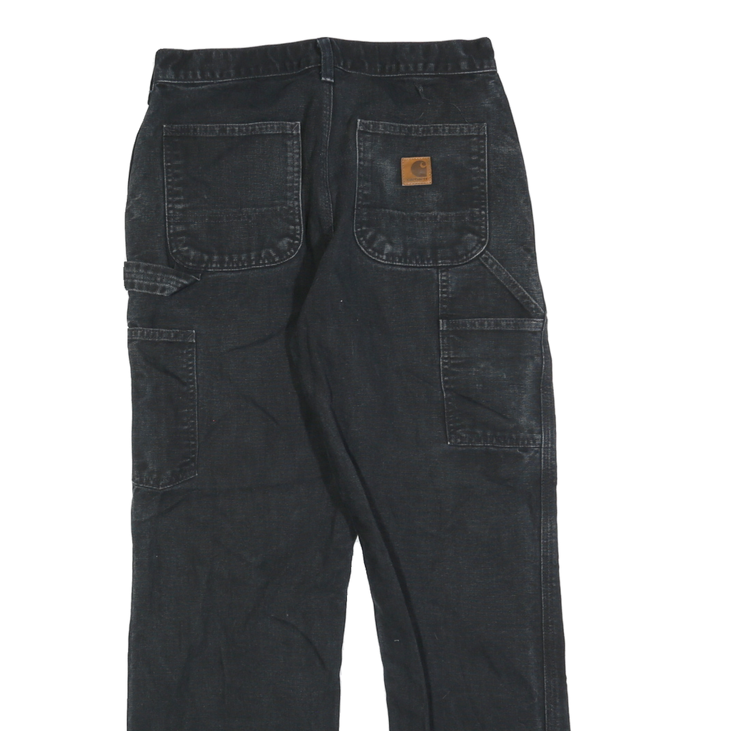 CARHARTT Mens Cotton Blend Black Relaxed Straight Trousers W29 L30 Workwear
