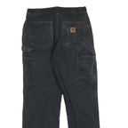 CARHARTT Mens Cotton Blend Black Relaxed Straight Trousers W29 L30 Workwear