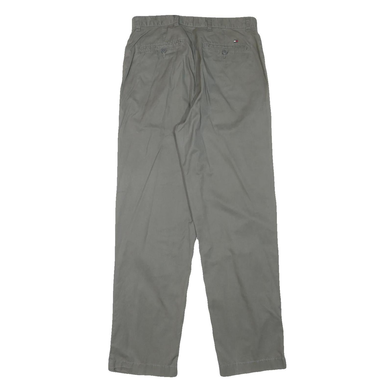TOMMY HILFIGER Mens Cotton Blend Grey Regular Fit Straight Trousers W30 L32