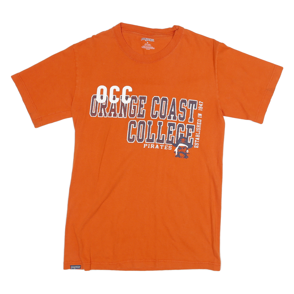 JANSPORT Mens Orange Crew Neck Short Sleeve S College Graphic Cotton Blend Tee