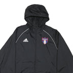 ADIDAS Mens Black Nylon Track Jacket L Plain Hooded Zip Sports Casual