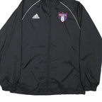 ADIDAS Mens Black Nylon Track Jacket L Plain Hooded Zip Sports Casual