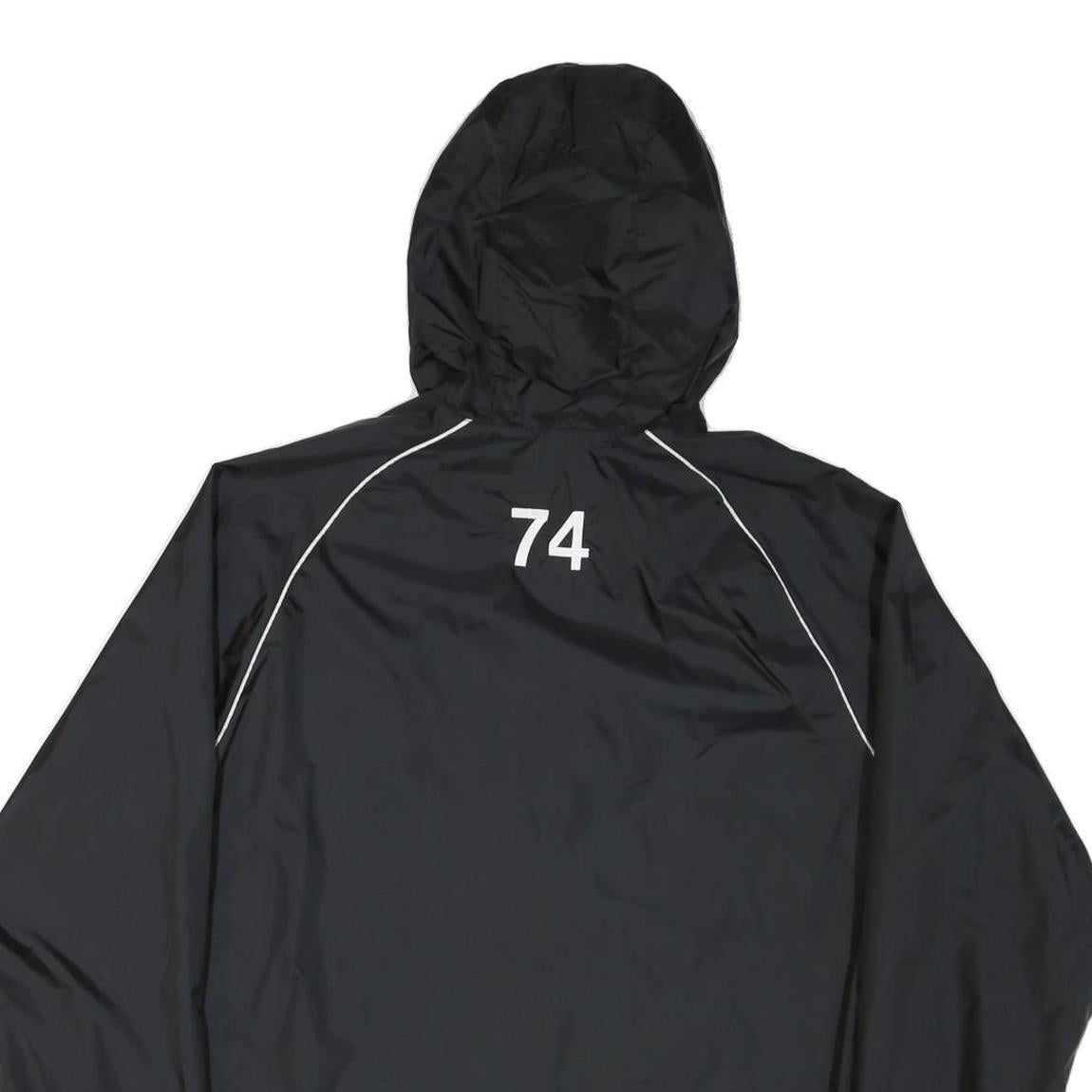 ADIDAS Mens Black Nylon Track Jacket L Plain Hooded Zip Sports Casual