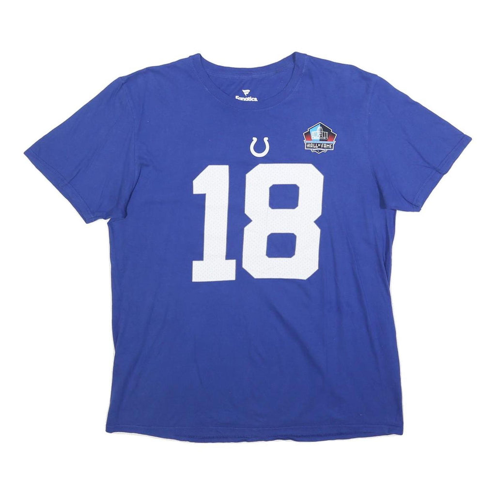 FANATICS Mens Blue Manning Graphic T-Shirt L Short Sleeve Crew Neck Sports