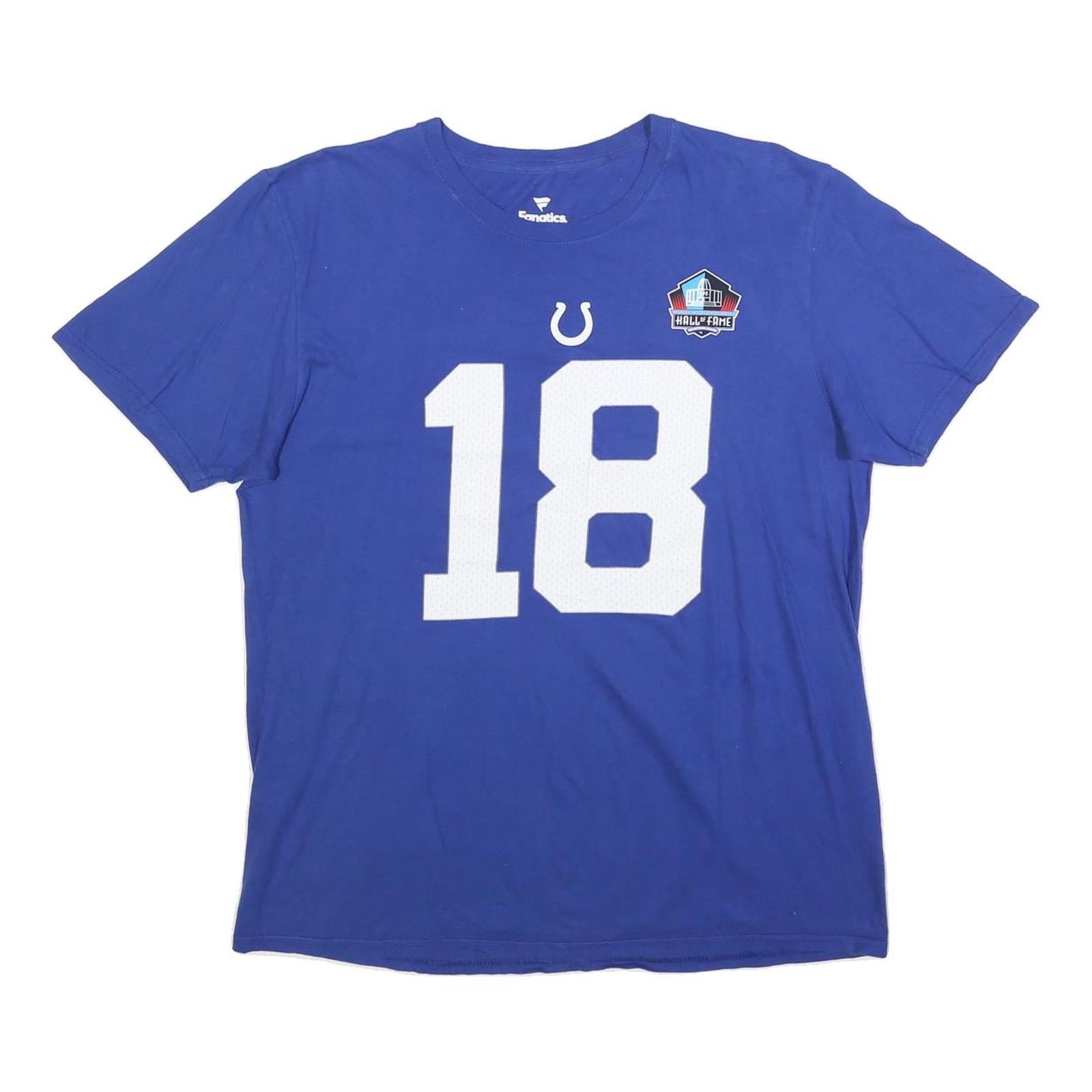 FANATICS Mens Blue Manning Graphic T-Shirt L Short Sleeve Crew Neck Sports