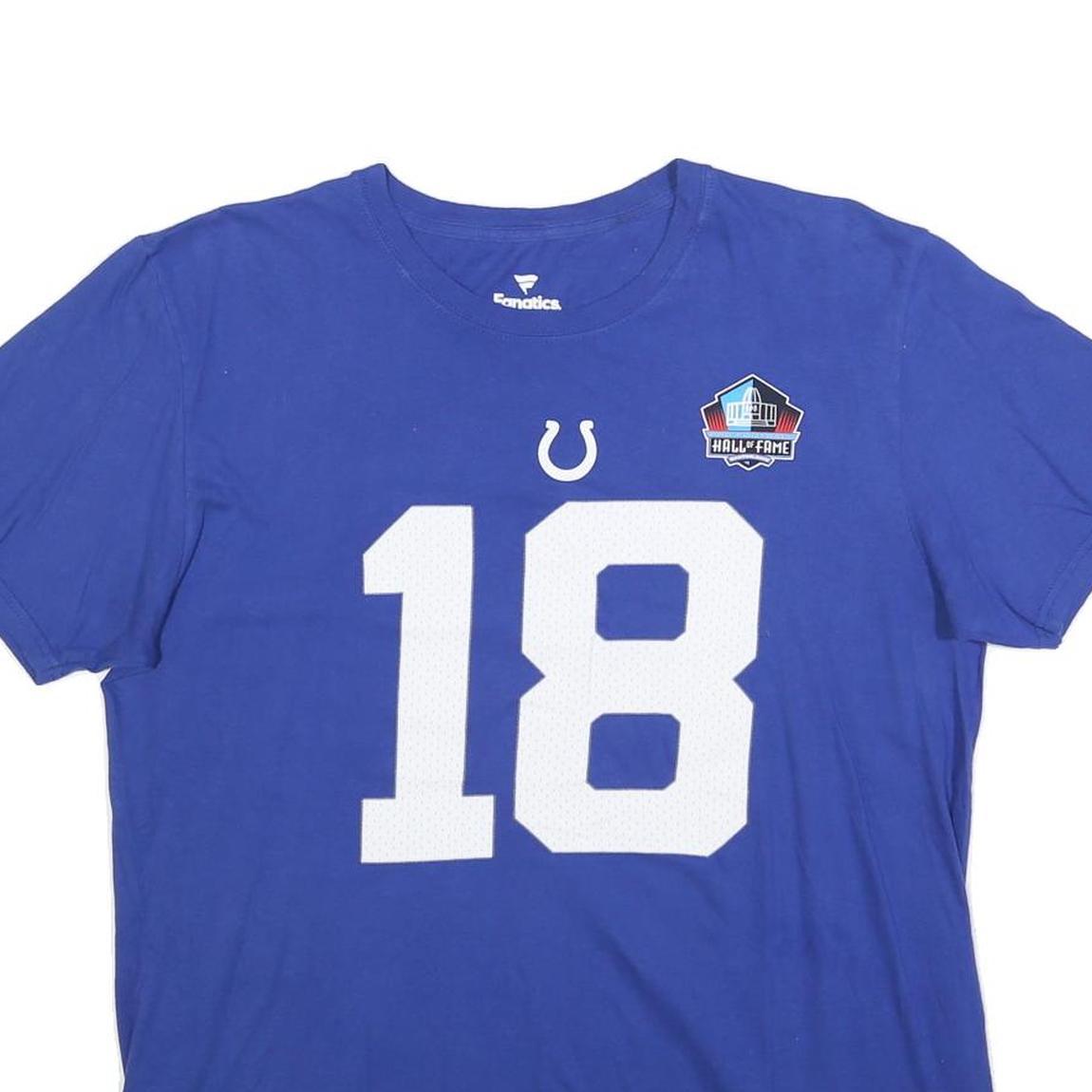 FANATICS Mens Blue Manning Graphic T-Shirt L Short Sleeve Crew Neck Sports