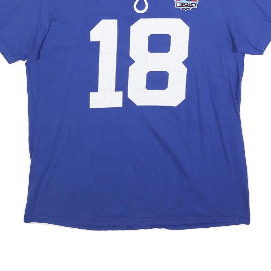 FANATICS Mens Blue Manning Graphic T-Shirt L Short Sleeve Crew Neck Sports