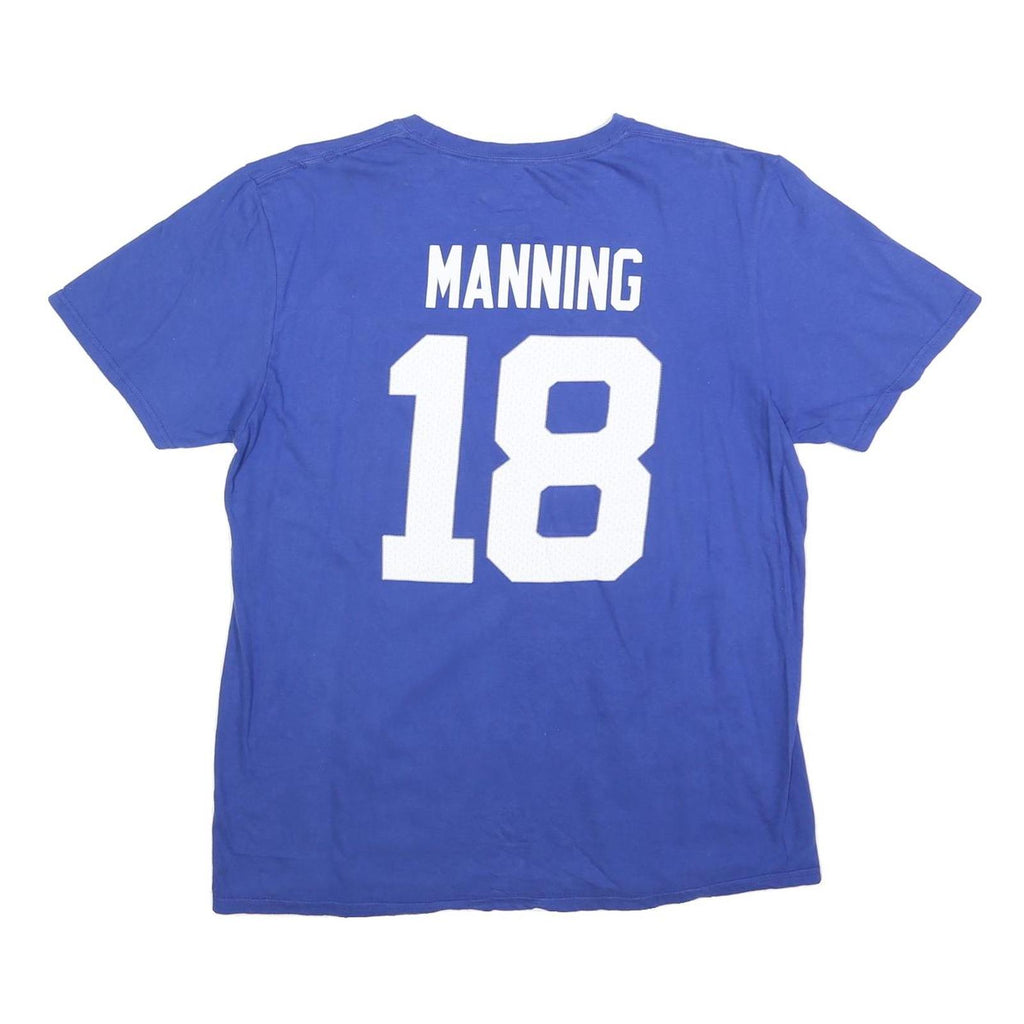 FANATICS Mens Blue Manning Graphic T-Shirt L Short Sleeve Crew Neck Sports