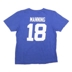 FANATICS Mens Blue Manning Graphic T-Shirt L Short Sleeve Crew Neck Sports