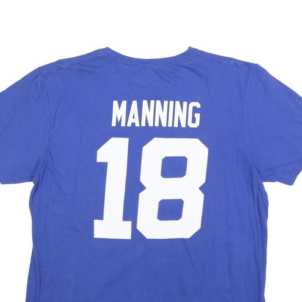 FANATICS Mens Blue Manning Graphic T-Shirt L Short Sleeve Crew Neck Sports