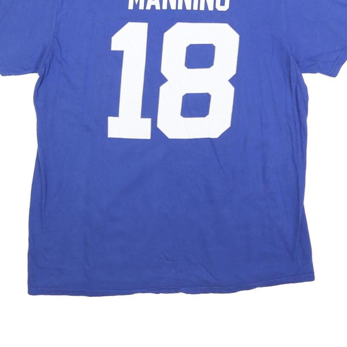 FANATICS Mens Blue Manning Graphic T-Shirt L Short Sleeve Crew Neck Sports
