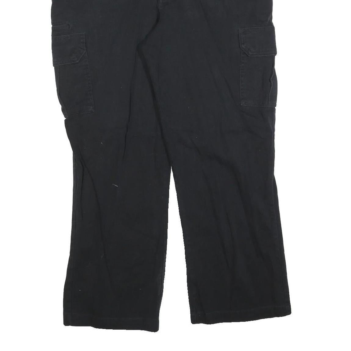 DICKIES Mens Cotton Blend Black Regular Cargo Trousers W36 L28 Workwear Zip