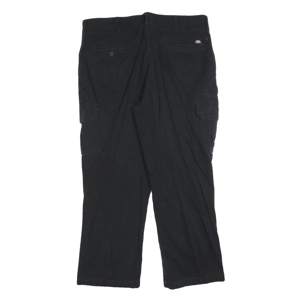 DICKIES Mens Cotton Blend Black Regular Cargo Trousers W36 L28 Workwear Zip