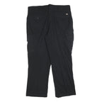 DICKIES Mens Cotton Blend Black Regular Cargo Trousers W36 L28 Workwear Zip