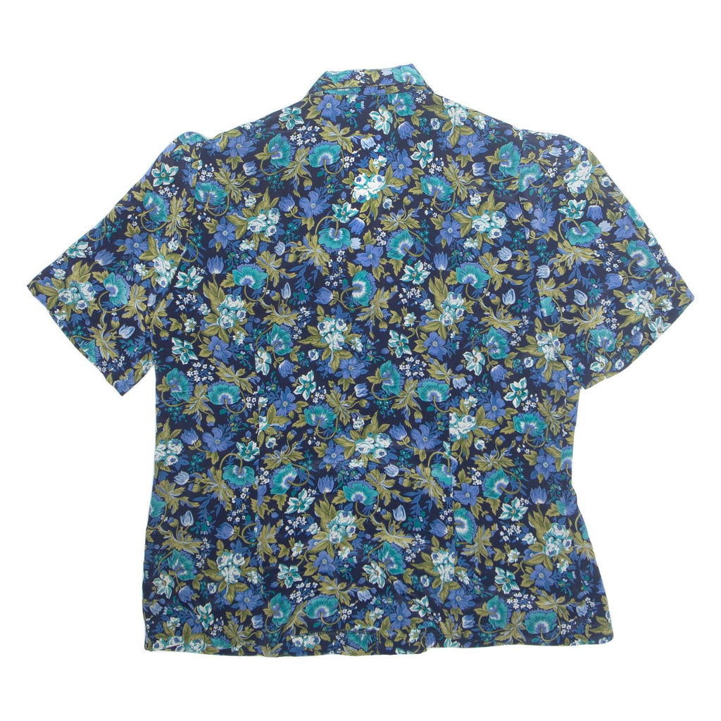 CAROLINA PEDRONI Womens Printed Blouse Blue V-Neck Floral L