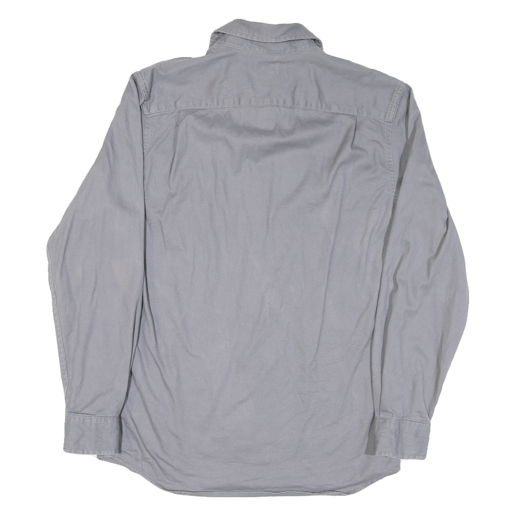 WRANGLER Mens Grey Plain Shirt S Button-Up Cotton Blend Casual Durable