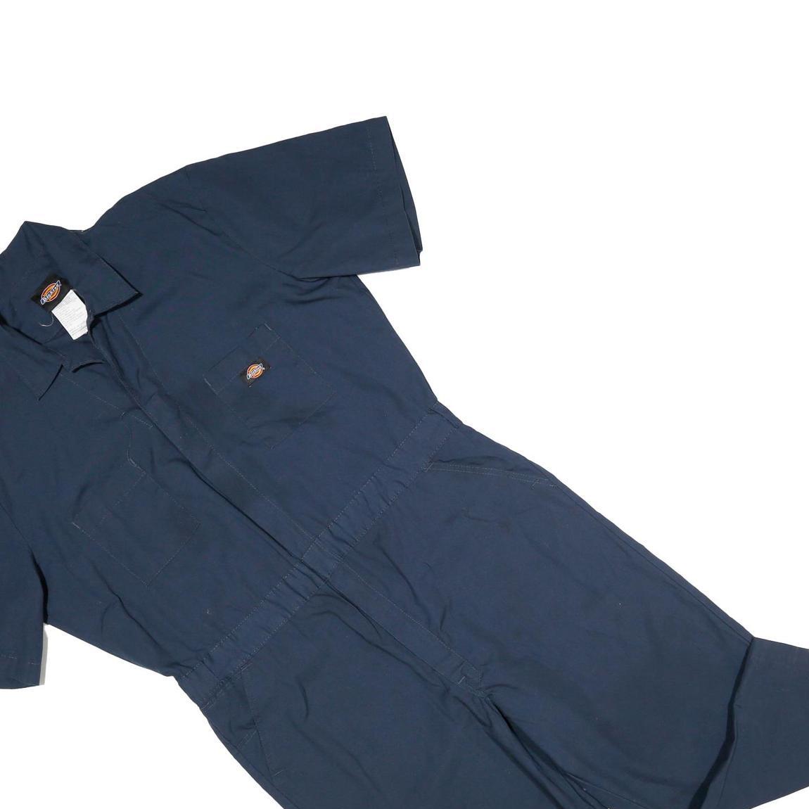 DICKIES Womens Navy Blue Cotton Dungarees Regular Fit Short Sleeve L W40 L25