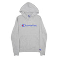 CHAMPION Mens Grey Hoodie S Classic Logo Pullover Drawstring Hooded Sweatshirt