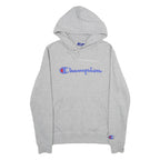 CHAMPION Mens Grey Hoodie S Classic Logo Pullover Drawstring Hooded Sweatshirt