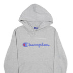 CHAMPION Mens Grey Hoodie S Classic Logo Pullover Drawstring Hooded Sweatshirt