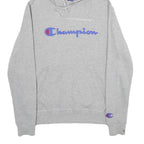 CHAMPION Mens Grey Hoodie S Classic Logo Pullover Drawstring Hooded Sweatshirt