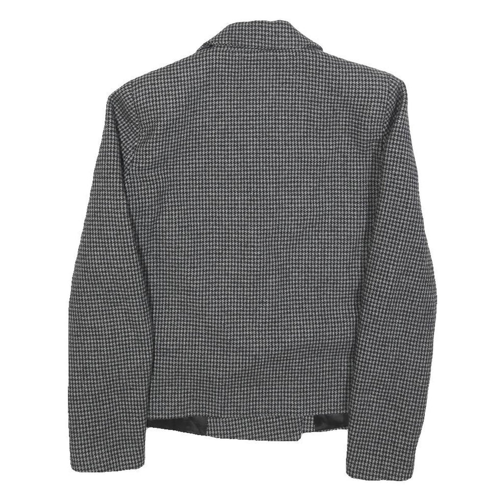 MINIMUM Womens Grey & Black Houndstooth Classic Wool Button Jacket S