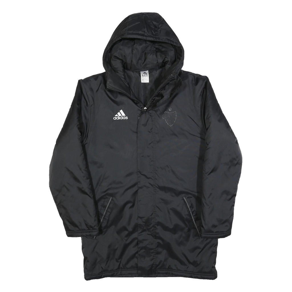 ADIDAS Mens Black Track Jacket S Polyester Blend Zip Hooded Plain Sports Coat