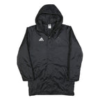 ADIDAS Mens Black Track Jacket S Polyester Blend Zip Hooded Plain Sports Coat