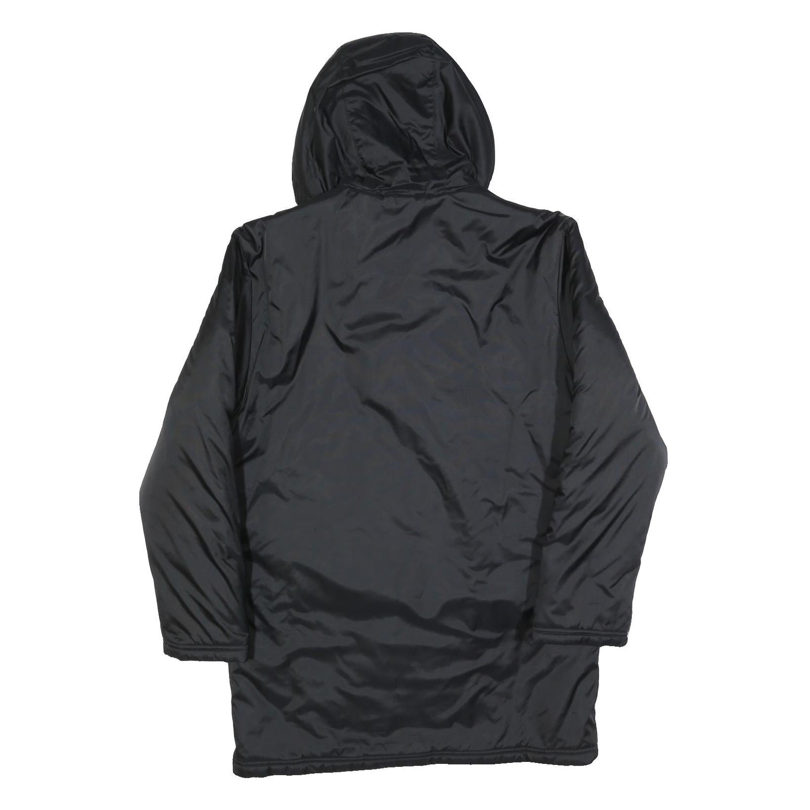 ADIDAS Mens Black Track Jacket S Polyester Blend Zip Hooded Plain Sports Coat