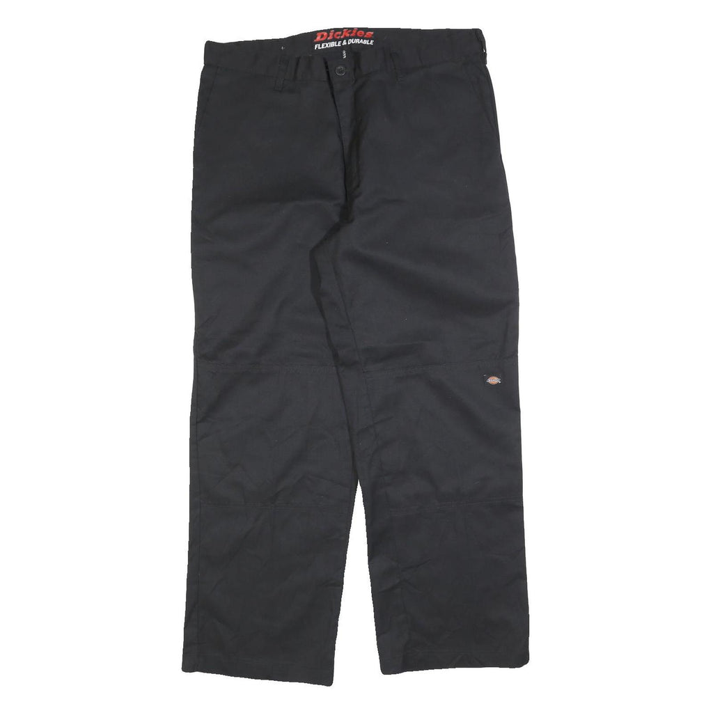DICKIES Mens Cotton Blend Black Regular Straight Trousers W38 L30 Durable