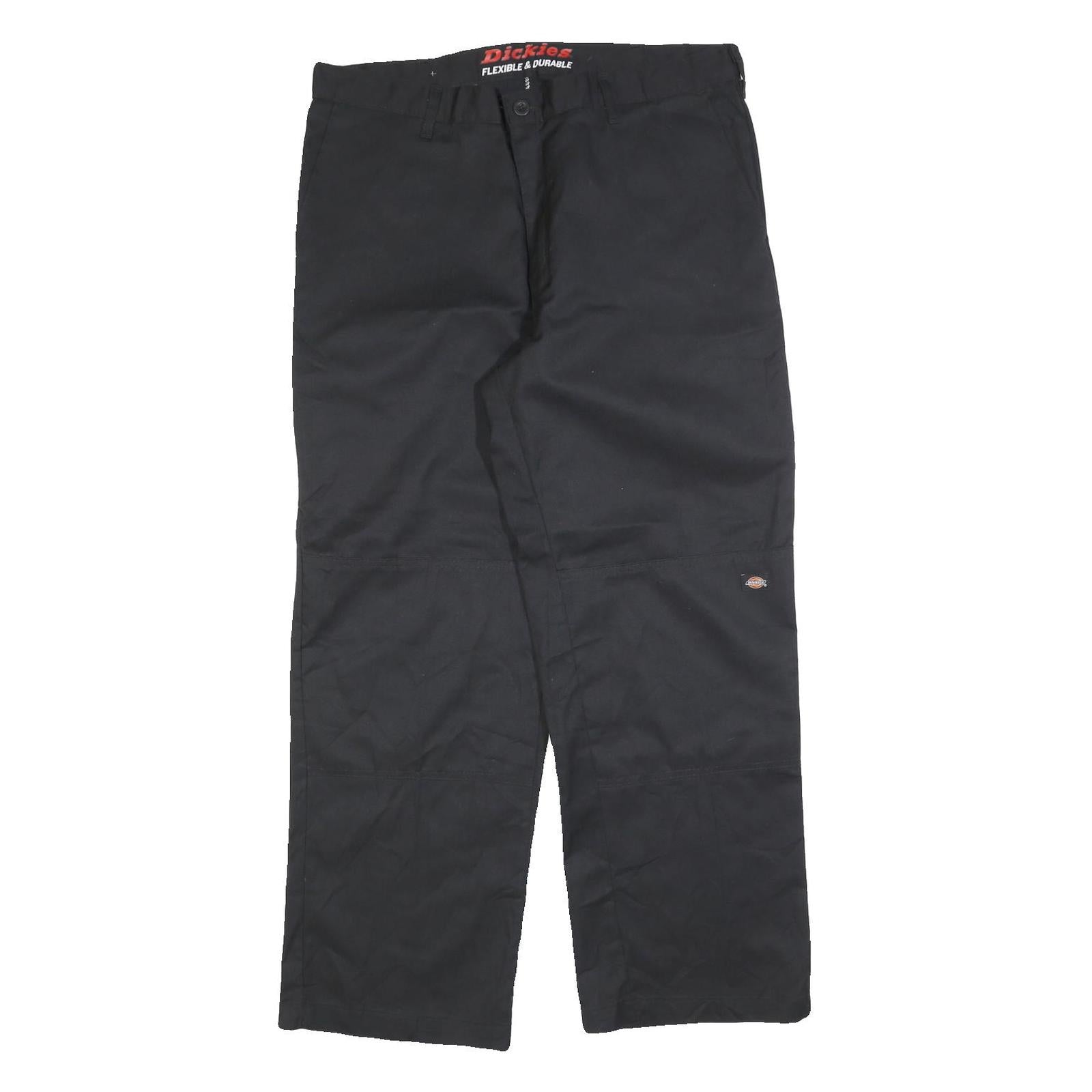 DICKIES Mens Cotton Blend Black Regular Straight Trousers W38 L30 Durable