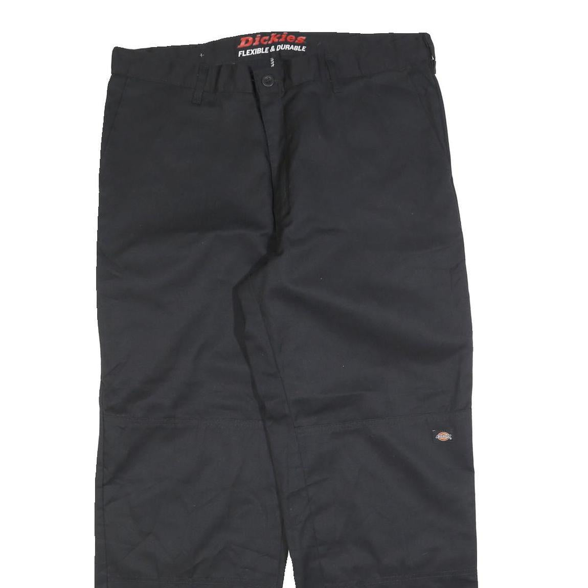 DICKIES Mens Cotton Blend Black Regular Straight Trousers W38 L30 Durable