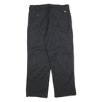 DICKIES Mens Cotton Blend Black Regular Straight Trousers W38 L30 Durable