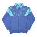 KELLY Womens Blue Aqua Cotton Blend Jacket S Printed Zip Casual Retro 1980s