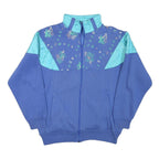 KELLY Womens Blue Aqua Cotton Blend Jacket S Printed Zip Casual Retro 1980s