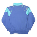 KELLY Womens Blue Aqua Cotton Blend Jacket S Printed Zip Casual Retro 1980s